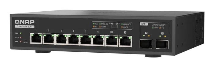QNAP QSW-L3208-2C6T Switch Gestionado de 10 puertos QNAP QSW-L3208-2C6T Switch Gestionado de 10 puertos