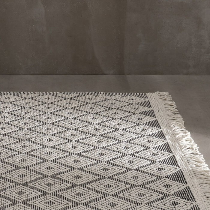 Ixia Alfombra Decorativa Tejida Blanco-Negro 160 x 230 cm