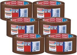 TESA TAPE, S.A. Pack de 6 rollos de cinta de embalaje color habana 66x50mm