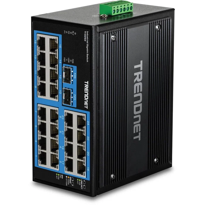 TRENDnet TI-G262 Switch Industrial Gigabit de 26 Puertos para Carril DIN TRENDnet TI-G262 Switch Industrial Gigabit de 26 Puertos para Carril DIN