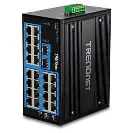 TRENDnet TI-G262 Switch Industrial con Montaje en Riel DIN, 24 Puertos Gigabit Ethernet + 2 SFP, 52 Gbps, -40 a 75 grados C