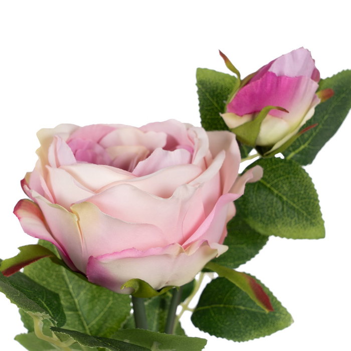 Flor Rosa Rosa Pvc-Tejido Decoración 69 cm (Set de 24)