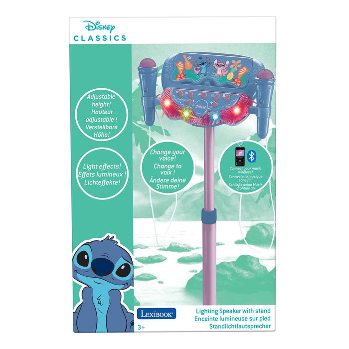Lexibook Micrófono Karaoke Stitch Disney con 2 micrófonos y altavoz Bluetooth