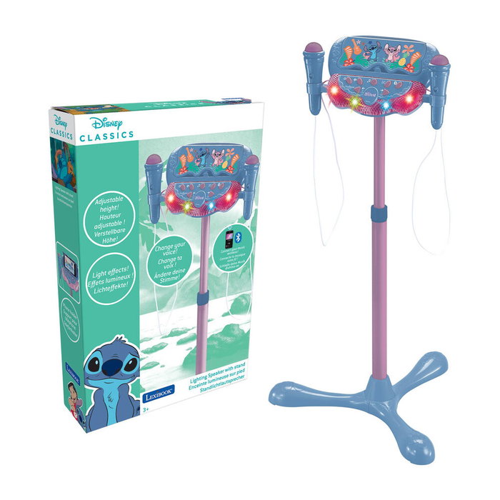 Lexibook Micrófono Karaoke Stitch Disney con 2 micrófonos y altavoz Bluetooth
