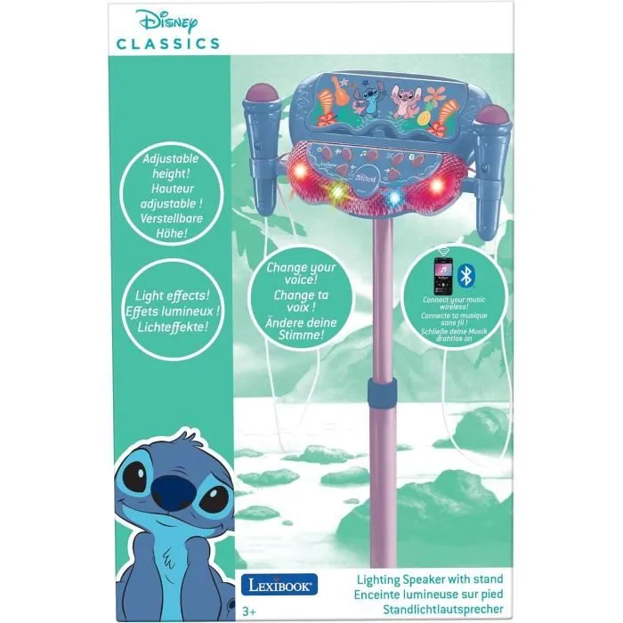 Lexibook Micrófono Karaoke Stitch Disney con 2 micrófonos y altavoz Bluetooth
