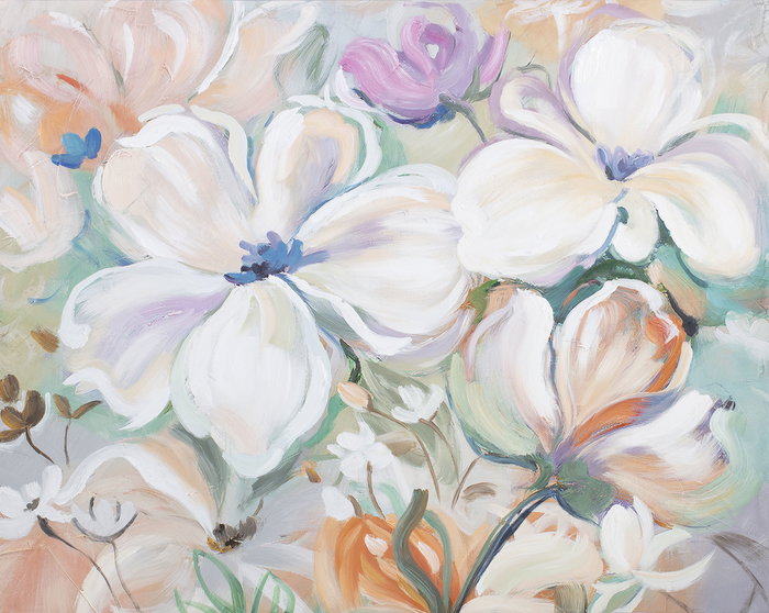 DKD Home Decor Cuadro Shabby Multicolor Flores Lienzo Pino 100x3.7x80 cm (2 Unidades)