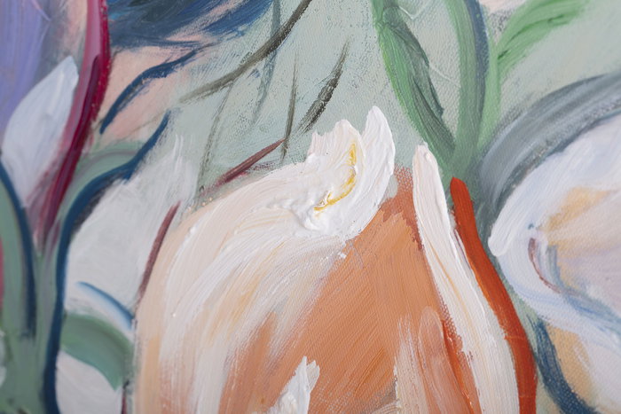 DKD Home Decor Cuadro Shabby Multicolor Flores Lienzo Pino 100x3.7x80 cm (2 Unidades)