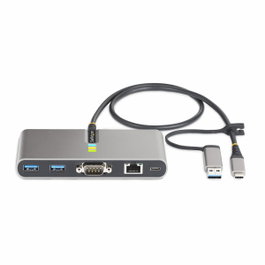 StarTech Hub USB-C con 2 puertos USB-A, Ethernet y RS232 Gris