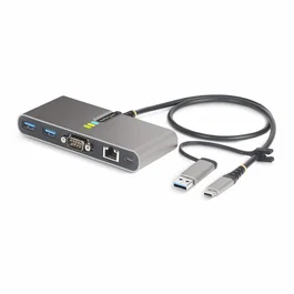 StarTech.com Hub USB-C con 2 puertos USB-A, Ethernet Gigabit y puerto serie RS232, Gris