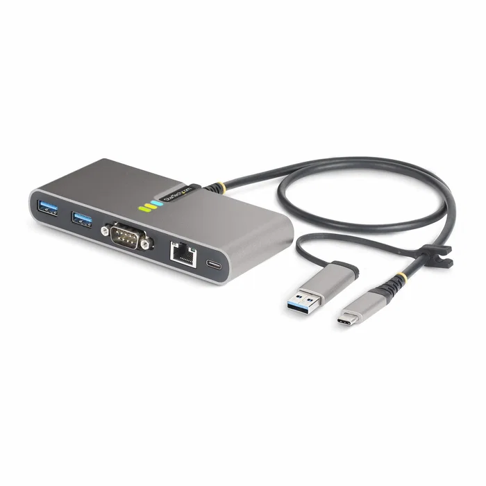 StarTech.com Hub USB-C a 2 puertos USB-A 5Gbps con RJ45 Ethernet Gigabit y puerto serie DB9 RS232 FTDI, PD 100W paso StarTech.com Hub USB-C a 2 puertos USB-A 5Gbps con RJ45 Ethernet Gigabit y puerto serie DB9 RS232 FTDI, PD 100W paso
