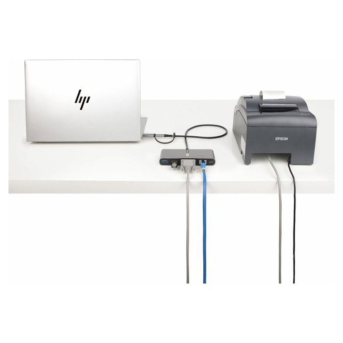 StarTech.com Hub USB-C con 2 puertos USB-A, Ethernet Gigabit y RS232 Gris