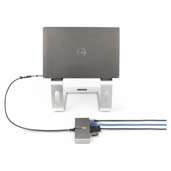 StarTech.com Hub USB-C con 2 puertos USB-A, Ethernet Gigabit y RS232 Gris