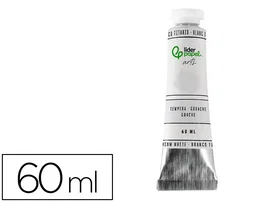Liderpapel - Tempera Gouache Opaca y Mate en Tubo de Aluminio de 60 ml, Color Blanco Titanio, Pintura al Agua de Secado Rápido para Papel y Cartón