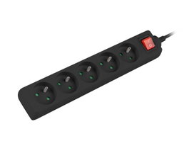Lanberg Regleta 5 Enchufes Schuko 3m Negro