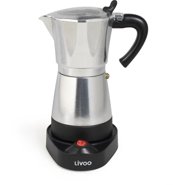 Livoo Cafetera eléctrica italiana DOD117A, 300 ml, 6 tazas, Plata / Negro Livoo Cafetera eléctrica italiana DOD117A, 300 ml, 6 tazas, Plata / Negro