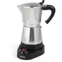 Livoo Cafetera eléctrica italiana DOD117A, 300 ml, 6 tazas, Plata / Negro