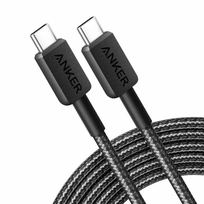 Anker 322 Cable USB-C a USB-C Negro 1.8m Trenzado 60W para Carga y Datos Anker 322 Cable USB-C a USB-C Negro 1.8m Trenzado 60W para Carga y Datos