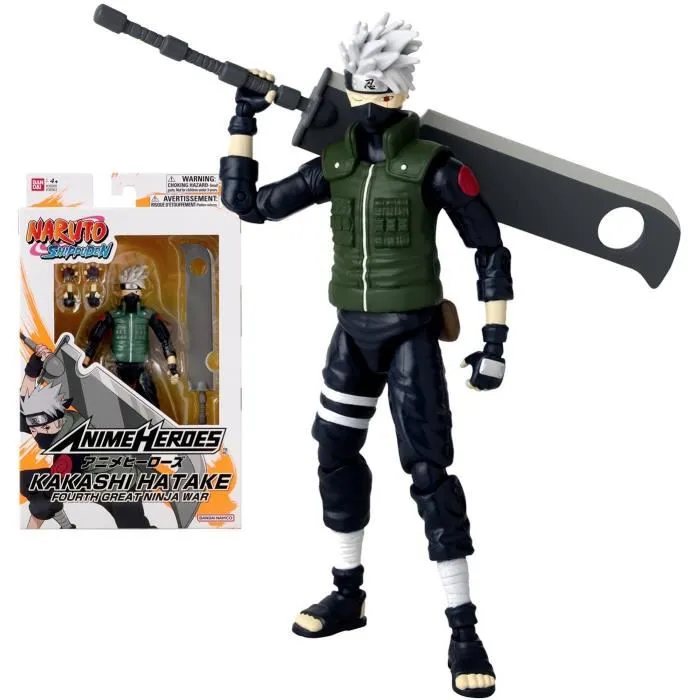 Bandai Anime Heroes Figura Naruto Shippuden Kakashi Hatake (Cuarta Gran Guerra Ninja) - 17 cm