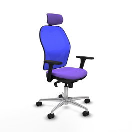 PIQUERAS Y CRESPO Silla de oficina Jorquera con mecanismo Sincro, Tela Lila y Malla Azul