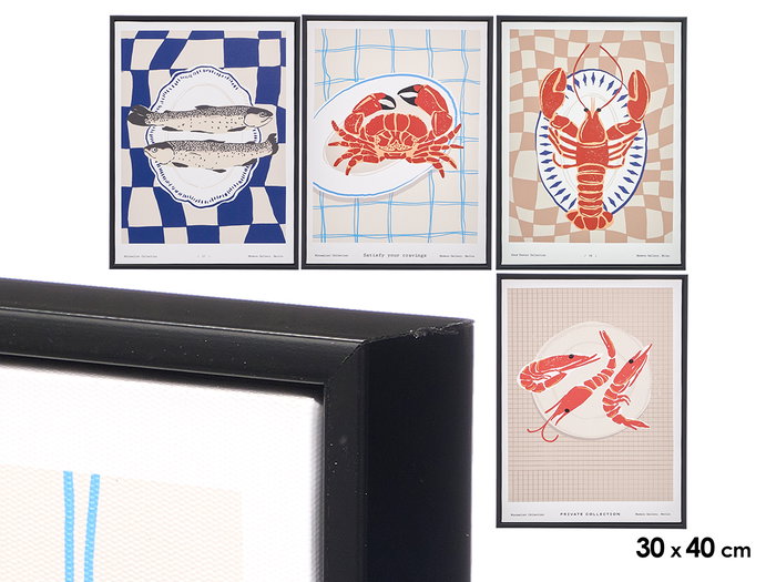 Giftdecor Cuadro Mar Surtido 4 30 cm x 40 cm Canvas y Madera con Marco Negro (Set de 8) Giftdecor Cuadro Mar Surtido 4 30 cm x 40 cm Canvas y Madera con Marco Negro (Set de 8)