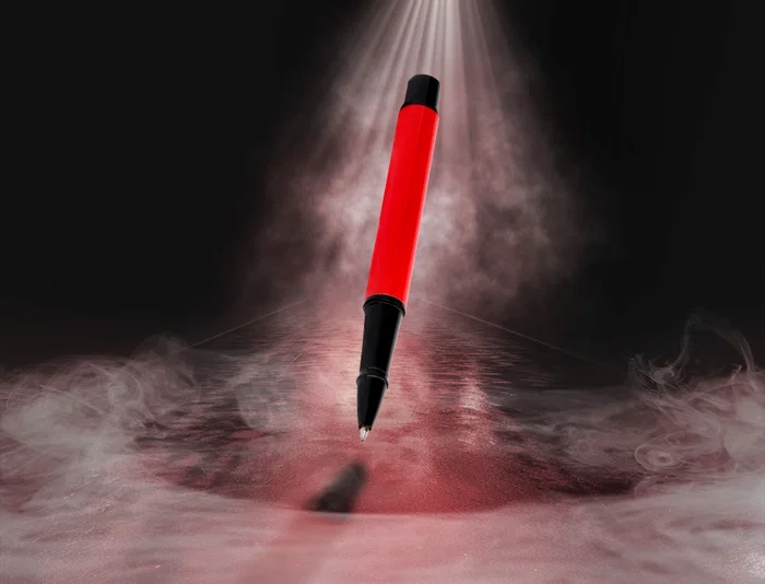 Belius Turbo Boligrafo Aluminio Rojo y Negro Tinta Azul Caja Diseño Caja Magnética 0,8 mm