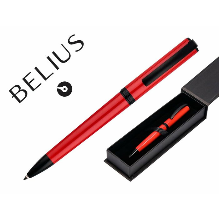 Belius Bolígrafo Turbo Aluminio Rojo y Negro con Tinta Azul