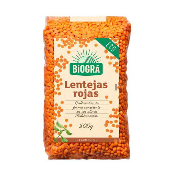 BIOGRA Lentejas Rojas Ecológicas 500g - Alto en Proteínas, Fuente de Fibra, Alimento Vegano Sin Lactosa BIOGRA Lentejas Rojas Ecológicas 500g - Alto en Proteínas, Fuente de Fibra, Alimento Vegano Sin Lactosa