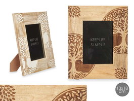 Giftdecor Portafotos Árbol de la Vida 13 x 18 cm, Surtido de Colores, Madera de Mango (Set de 6)