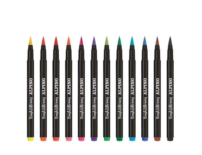 Alpino Estuche de 12 Rotuladores Color Experience con Punta de Pincel para Lettering