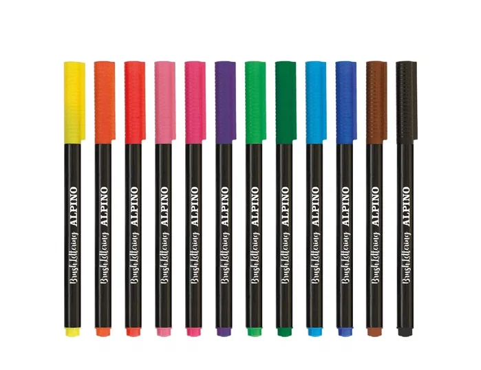 Alpino Estuche de 12 Rotuladores Color Experience con Punta de Pincel para Lettering