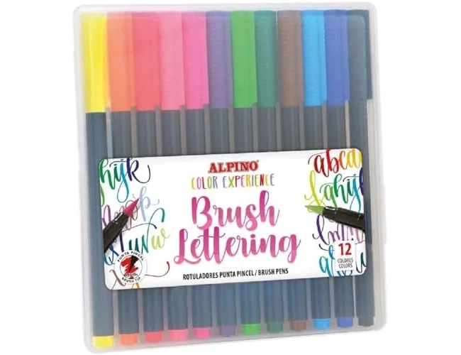 Alpino Estuche de 12 Rotuladores Color Experience con Punta de Pincel para Lettering