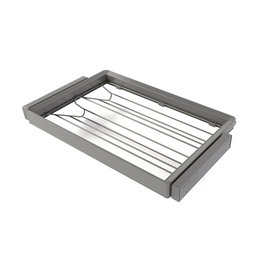 Emuca Kit de cajón zapatero y bastidor regulable Quartz para armarios, guías de cierre suave y extracción total, Módulo 80cm, Acabado Titanio