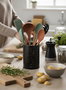 Inde Bote Porta Utensilios de Acero para Cocina, 18 cm de Alto, Color Negro, Medidas 12 x 12 x 18 cm (12 Unidades)
