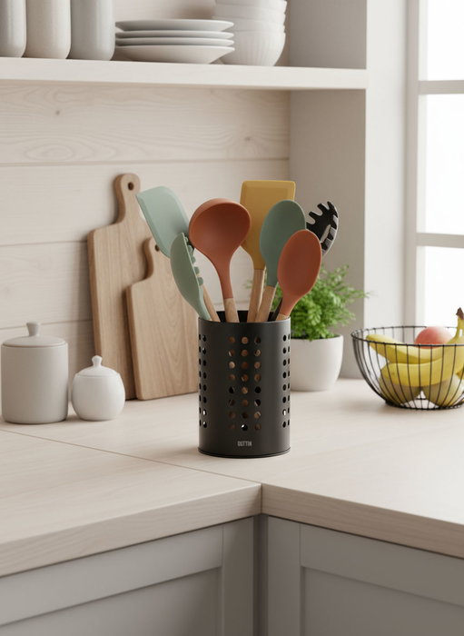 Inde Bote Porta Utensilios de Acero para Cocina, 18 cm de Alto, Color Negro, Medidas 12 x 12 x 18 cm (12 Unidades) Inde Bote Porta Utensilios de Acero para Cocina, 18 cm de Alto, Color Negro, Medidas 12 x 12 x 18 cm (12 Unidades)