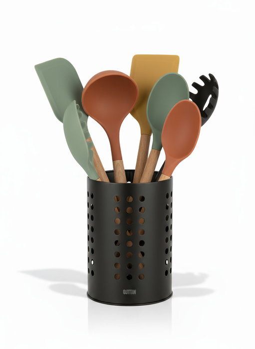 Inde Bote Porta Utensilios de Acero para Cocina, 18 cm de Alto, Color Negro, Medidas 12 x 12 x 18 cm (12 Unidades) Inde Bote Porta Utensilios de Acero para Cocina, 18 cm de Alto, Color Negro, Medidas 12 x 12 x 18 cm (12 Unidades)