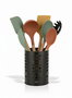 Inde Bote Porta Utensilios de Acero para Cocina, 18 cm de Alto, Color Negro, Medidas 12 x 12 x 18 cm (12 Unidades)
