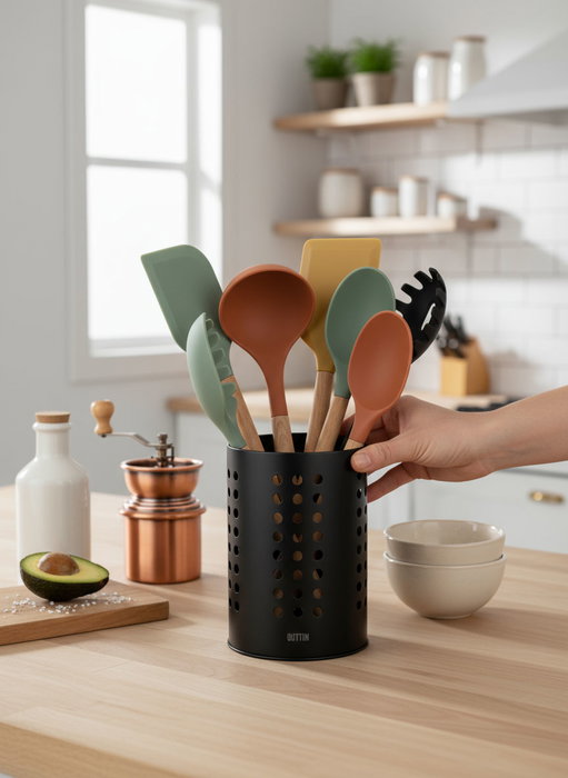 Inde Bote Porta Utensilios de Acero para Cocina, 18 cm de Alto, Color Negro, Medidas 12 x 12 x 18 cm (12 Unidades) Inde Bote Porta Utensilios de Acero para Cocina, 18 cm de Alto, Color Negro, Medidas 12 x 12 x 18 cm (12 Unidades)