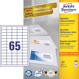 Avery Zweckform Etiquetas 3666 Blanco 38 x 21,2 mm A4