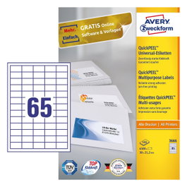 AVERY Zweckform Etiquetas 3666 Blancas 38,0 x 21,2 mm