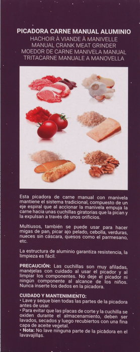 Quttin Picadora de Carne Manual de Aluminio (6 Unidades) inevitable