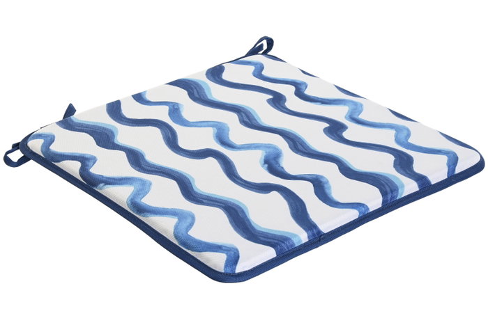 DKD Home Decor Cojín de Silla Impermeable Azul y Blanco, Pack de 2