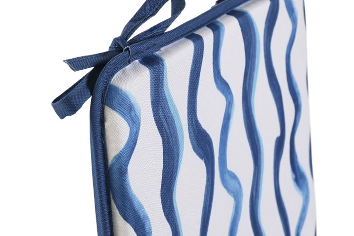 DKD Home Decor Cojín de Silla Impermeable Azul y Blanco, Pack de 2