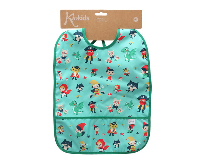 KioKids Vuelta al cole Babero Impermeable Verde para Bebés +4 Meses