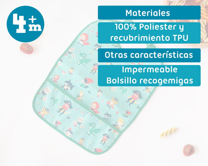 KioKids Vuelta al cole Babero Impermeable Verde para Bebés +4 Meses