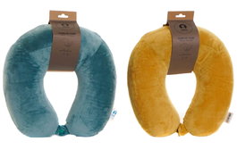 DKD Home Decor Set de 4 Cojines de Viaje Efecto Memoria Verde Menta y Amarillo