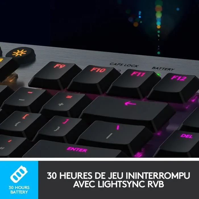 LOGITECH G - G915 LIGHTSPEED CLICKY Teclado inalámbrico para juegos de carbono - AZERTY - Negro LOGITECH G - G915 LIGHTSPEED CLICKY Teclado inalámbrico para juegos de carbono - AZERTY - Negro