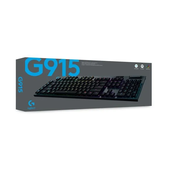 LOGITECH G - G915 LIGHTSPEED CLICKY Teclado inalámbrico para juegos de carbono - AZERTY - Negro LOGITECH G - G915 LIGHTSPEED CLICKY Teclado inalámbrico para juegos de carbono - AZERTY - Negro