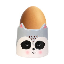 The Concept Factory Huevera Animales Panda/Mapache Cerámica Diámetro 6 cm Altura 5,5 cm