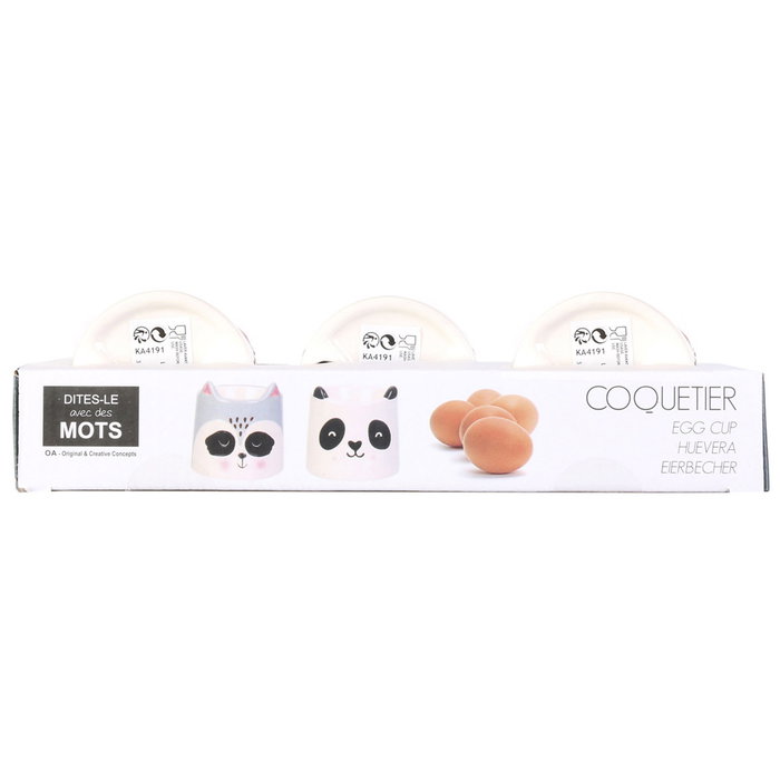 The Concept Factory Huevera de Cerámica Animales - Panda o Mapache para Huevo Pasado por Agua, Diámetro 6 cm