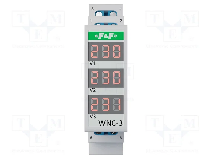 F&F Voltímetro Digital para Raíl DIN 80-500V F&F Voltímetro Digital para Raíl DIN 80-500V
